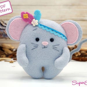 Felt pattern mouse, woodland animals, sewing pattern by Superskattig
