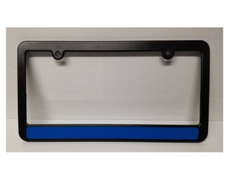 Thin Blue Line Police Flag Metal black Aluminium Car License plate frame holder