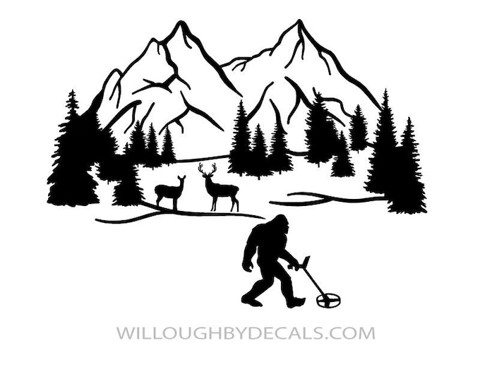 Bigfoot Mountain Metal Detecting Vinyl Decal Sticker