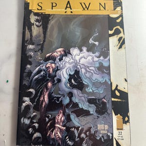 May include: A Curse of the Spawn comic book, issue number 22, featuring a dark, illustrated cover with a central character surrounded by swirling white smoke and sharp, clawed appendages. The title is printed in bold black letters.