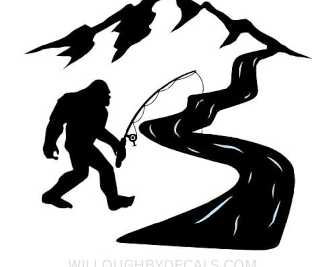 Bigfoot Fishing Vinyl Decal Sticker