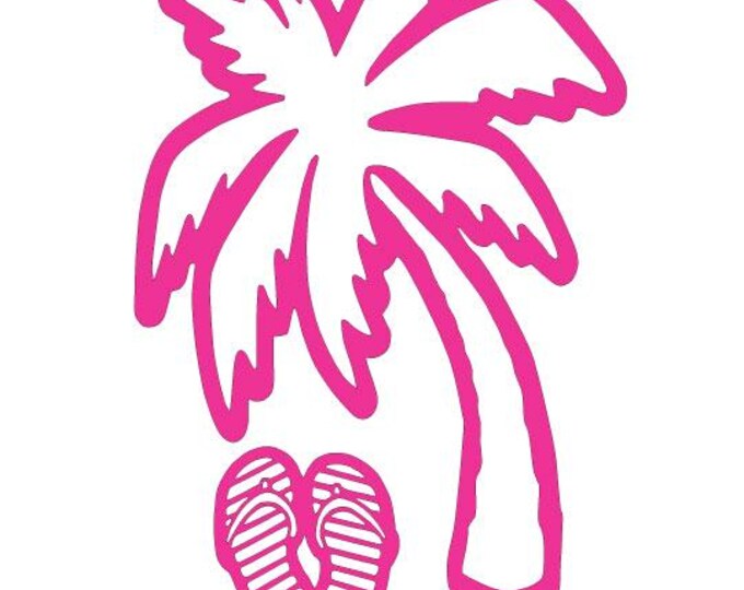 Beach Sandals Palm Tree Vinyl Decal Sticker