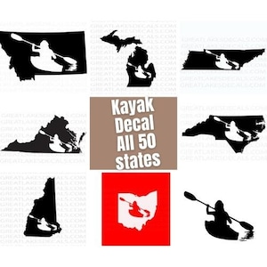 Kayak Vinyl Decal all 50 states choice