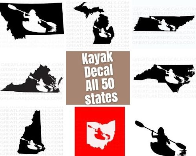 Kayak Vinyl Decal all 50 states choice