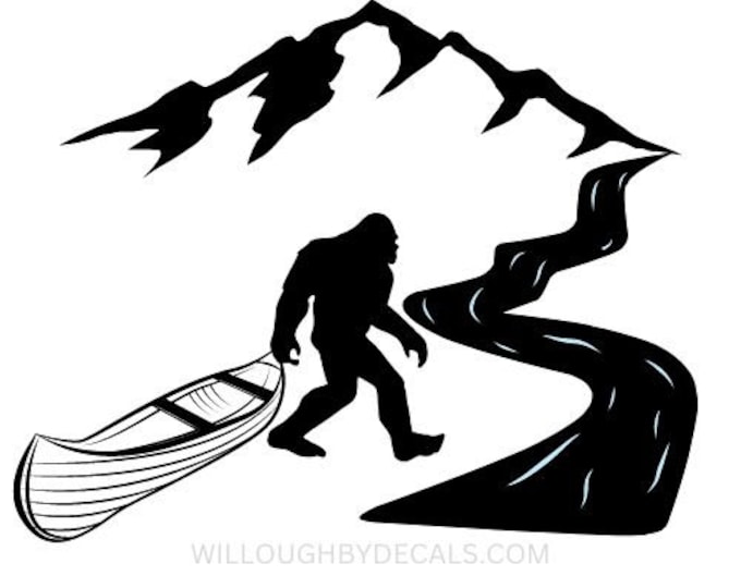 Bigfoot Canoe Vinyl Decal Sticker