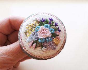Rococo Brooch, Embroidered brooch, handmade brooch, vintage style, floral brooch, summer bouquet, gift for her