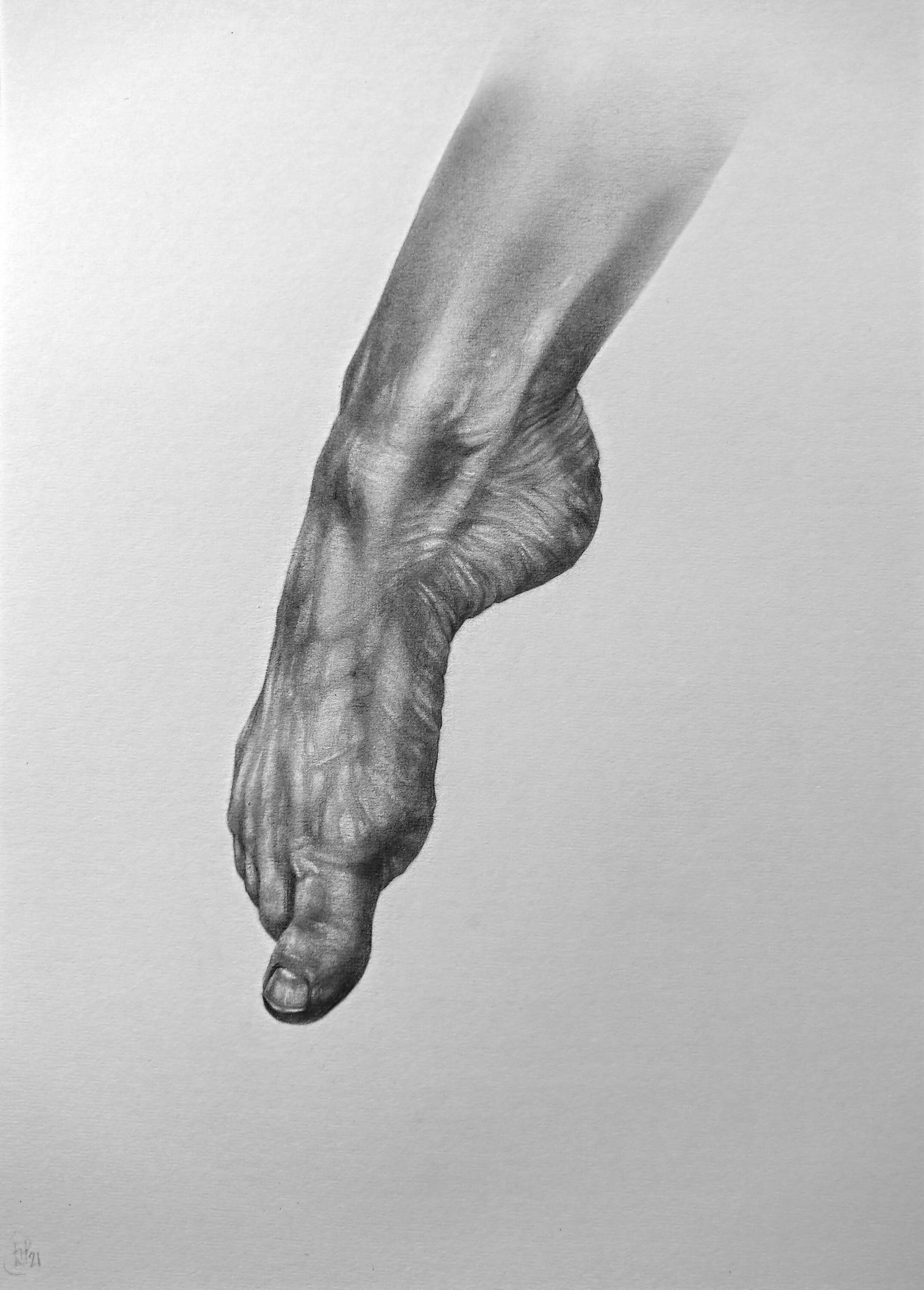 Foot Study 22 Original Graphite Drawing Not a print Etsy