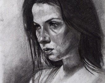 Portrait Study - A4 - Original Charcoal Drawing (Not a Print)