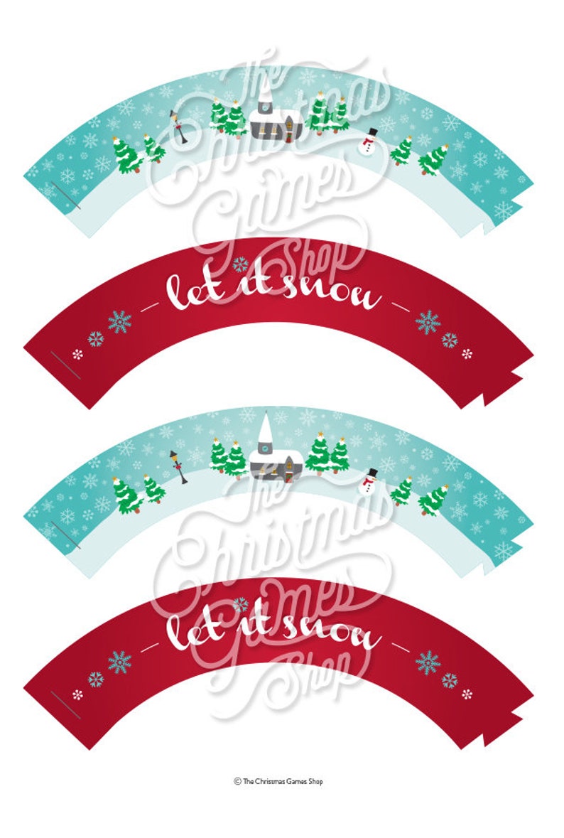 Printable Christmas Cupcake Wrappers 2 Sizes for Standard Etsy