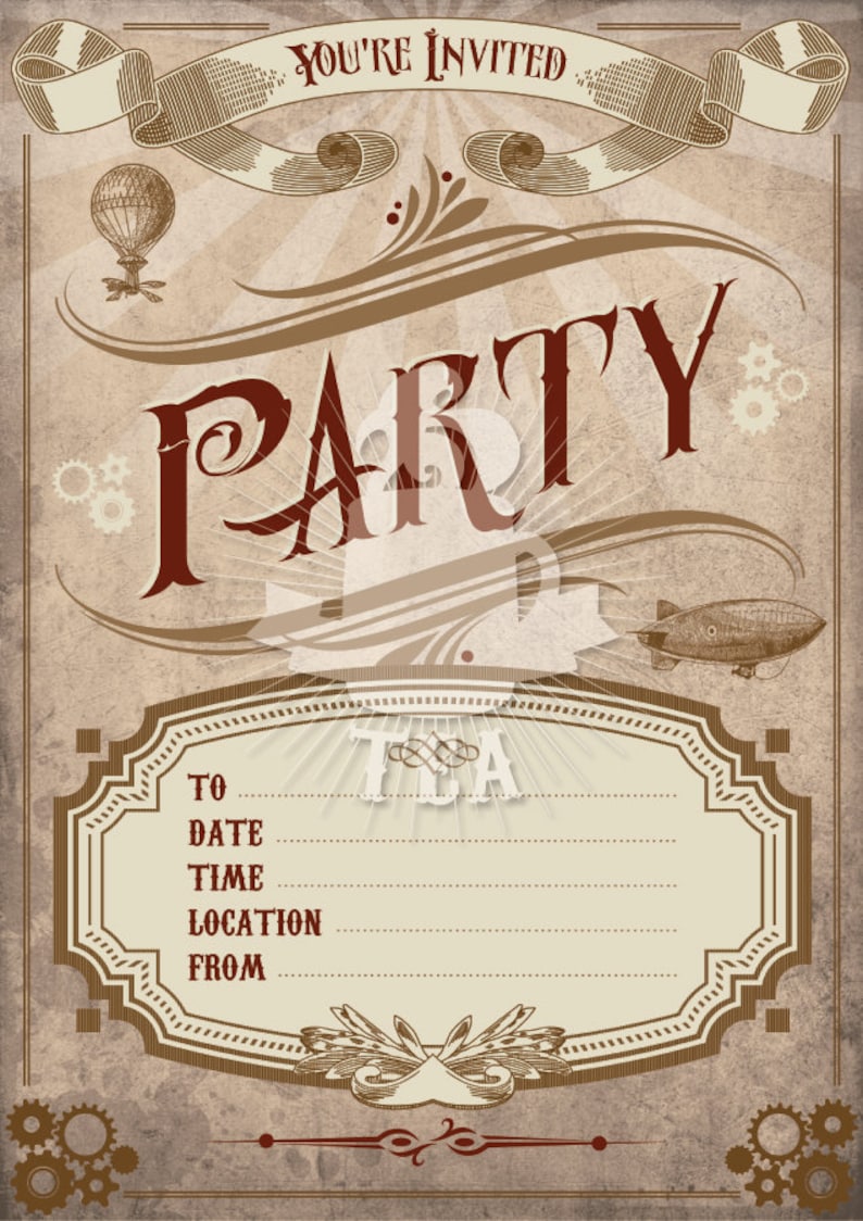 Stunning Steampunk Invitation Template for Vintage-Themed Events