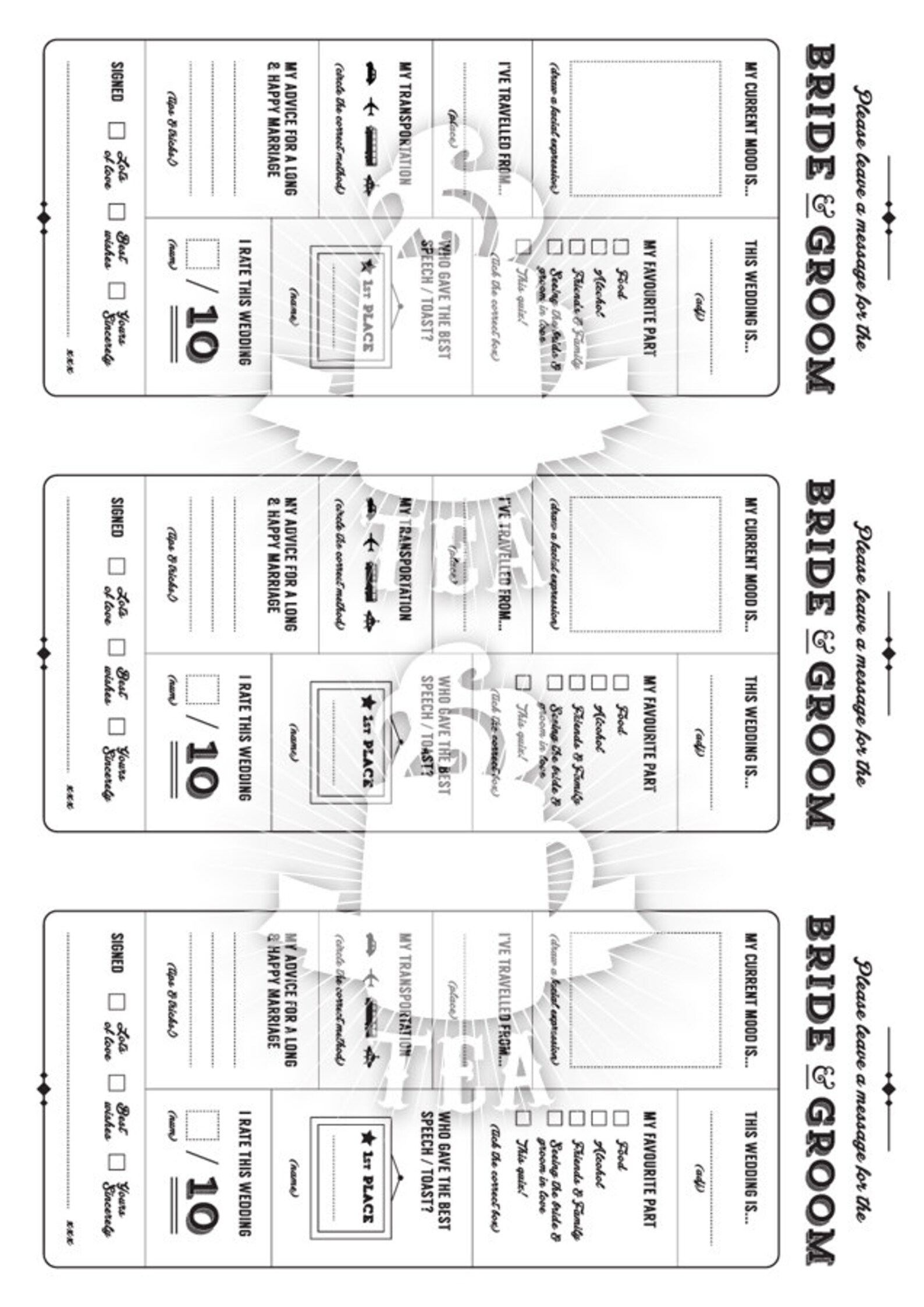 Printable Wedding Table Quiz & Survey Alternative Guestbook Etsy UK