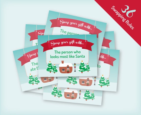Printable Xmas Present Change Bash Match - Common village layout, 36 rule playing cards, Yankee Replace, White Elephant, Immediate electronic down load photo about White Elephant Rules Printable named Printable Xmas Reward Substitute Bash Sport - Classic village structure, 36 rule playing cards, Yankee Change, White Elephant, Prompt electronic down load