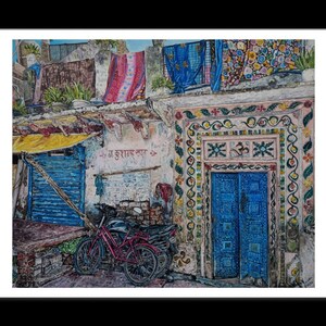 Indian Village Scene Oil Painting Poster Print