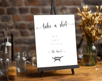 Take A Shot We Tied The Knot | Bridal Shower Tags | Mini Shot Jars | Personalised Favour Couples Shower | Mini Alcohol Tags Template |