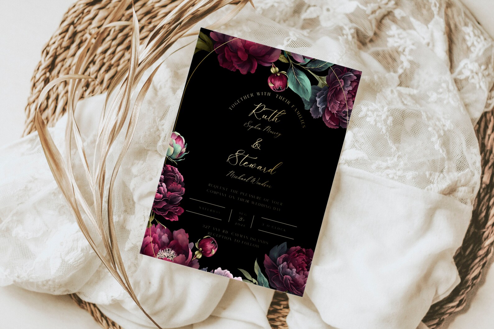 Dark Moody Floral, Invitation Template,moody Wedding Invite, Moody ...