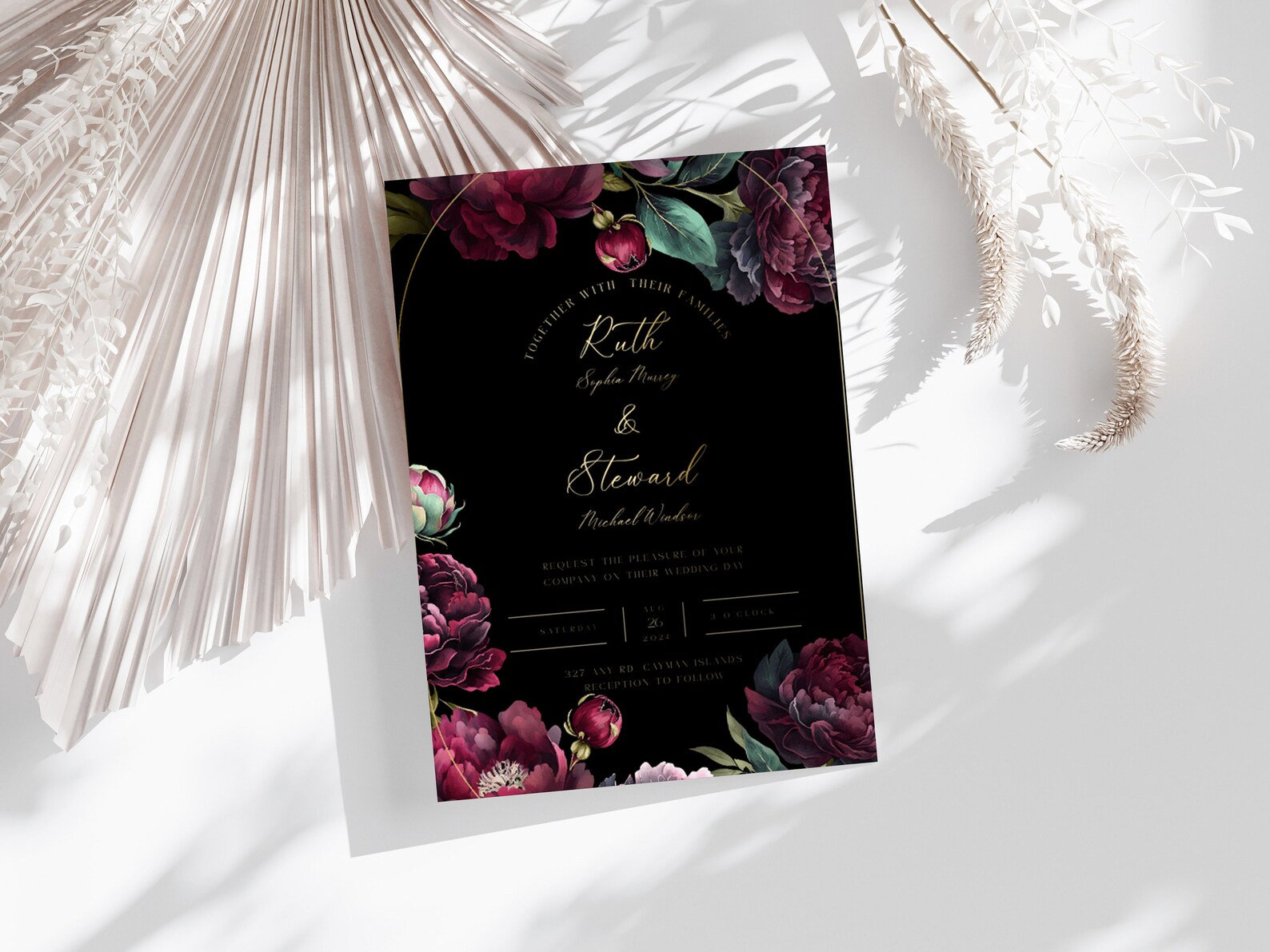 Dark Moody Floral, Invitation Template,moody Wedding Invite, Moody ...