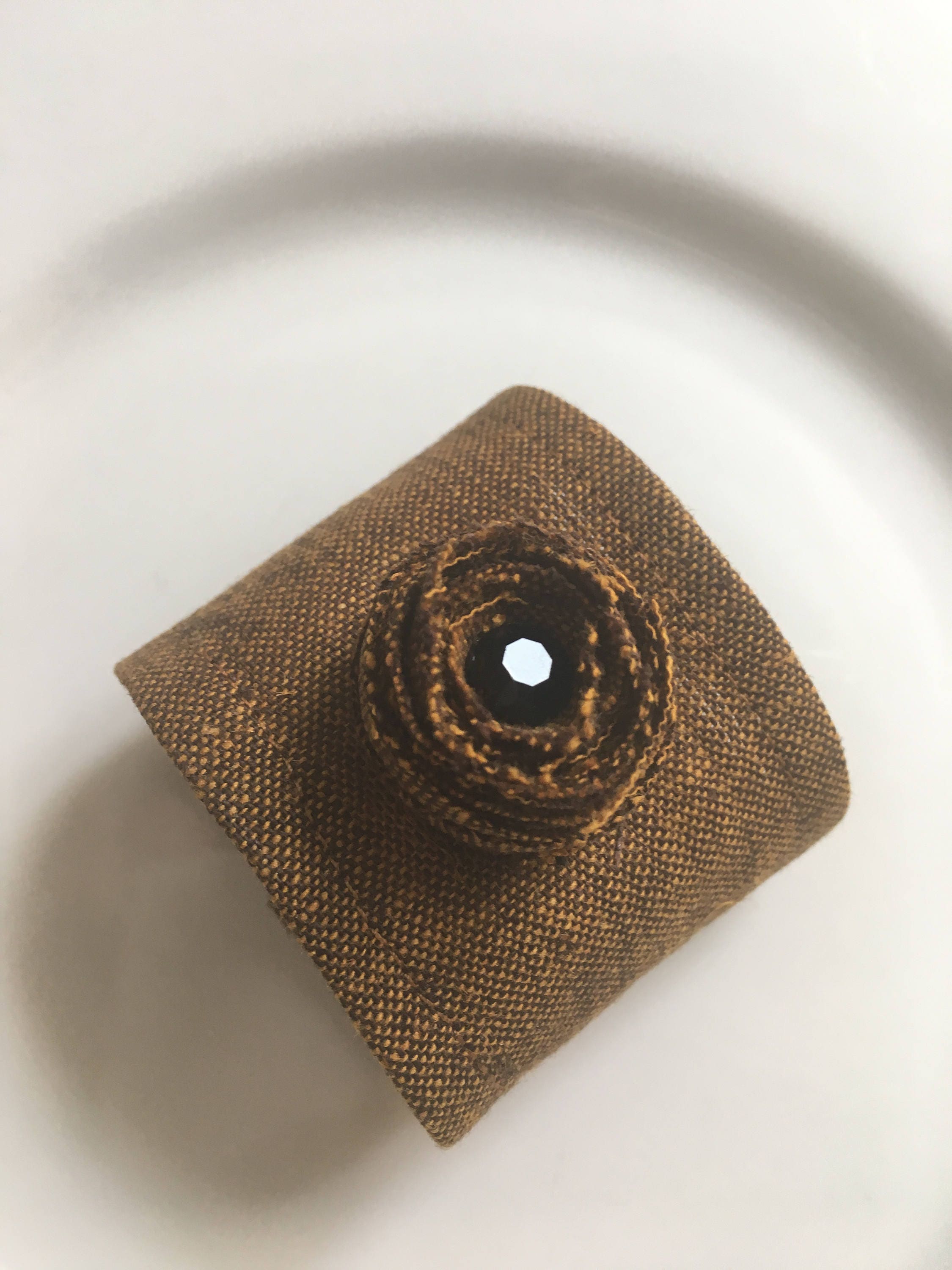 Brown Cloth Napkin Rings With Rose and Bead Detail Bronze Etsy