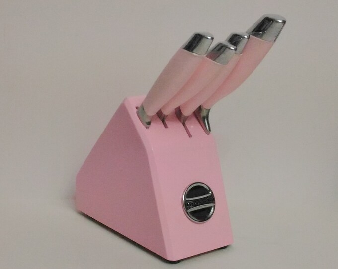 Pink Kitchenaid Knife Block, Pink Kitchenaid Silicone Knives, Pink Knife Block, Rare Knife Set