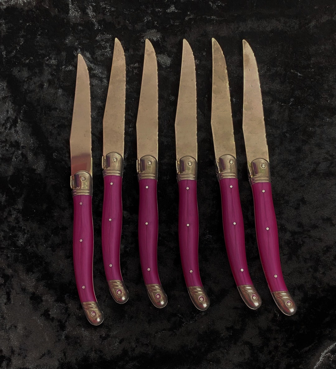 Laguiole Set Coltelli 5 Pezzi Psyche – Blocco In Legno Di Acacia – Lama In Acciaio 420J2, Manico Psyche+