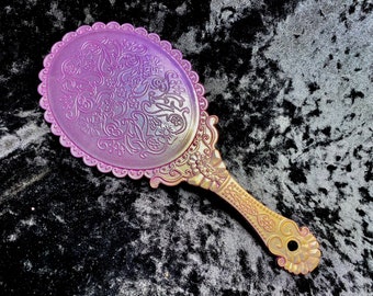 Nuovi specchi portatili olografici viola e oro Ombré, specchi portatili per feste e principesse, specchi olografici, La Bella e la Bestia