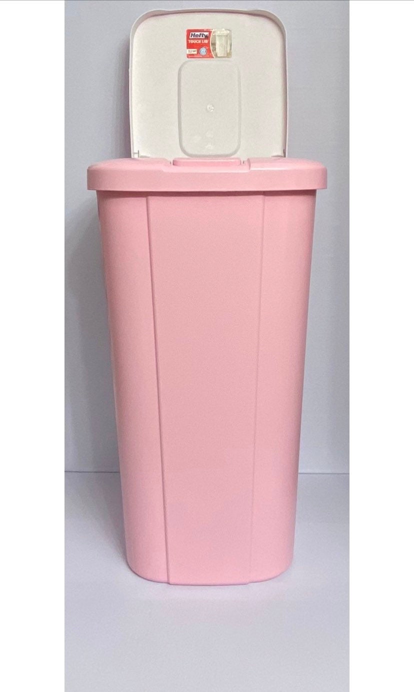 Pink 13.3 Gallon Hefty Trash Can, Pink Trash Can, Pink Garbage Can