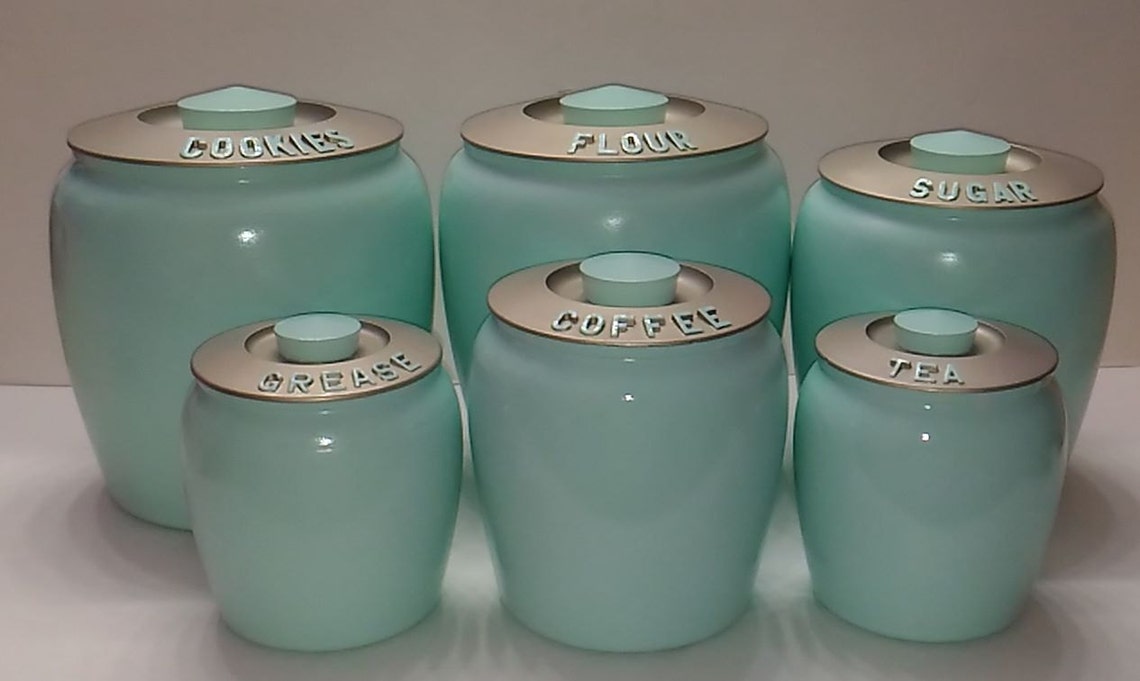 Kromex Aluminum Canister Set Mint Green Enamel w/Brushed Etsy