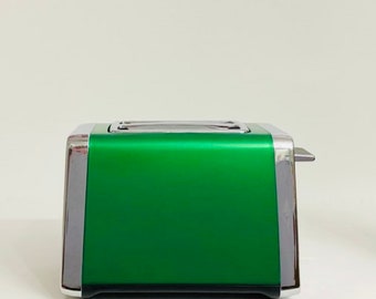 Tostapane in stile retrò verde smeraldo, tostapane a fessura larga verde smeraldo, elettrodomestici verde smeraldo, tostapane cromato