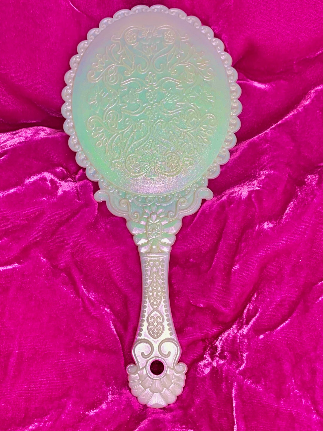 New White Pearl Iridescent Hand Held Mirror, Party & Princess Handheld