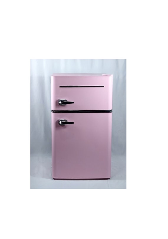 Pink 2 Door Retro Mini Fridge, Pink Mini Fridge, Magic Chef Pink Mini Fridge  3.2 Cubic Feet, Pink Refrigerator, Pink Retro Appliances 