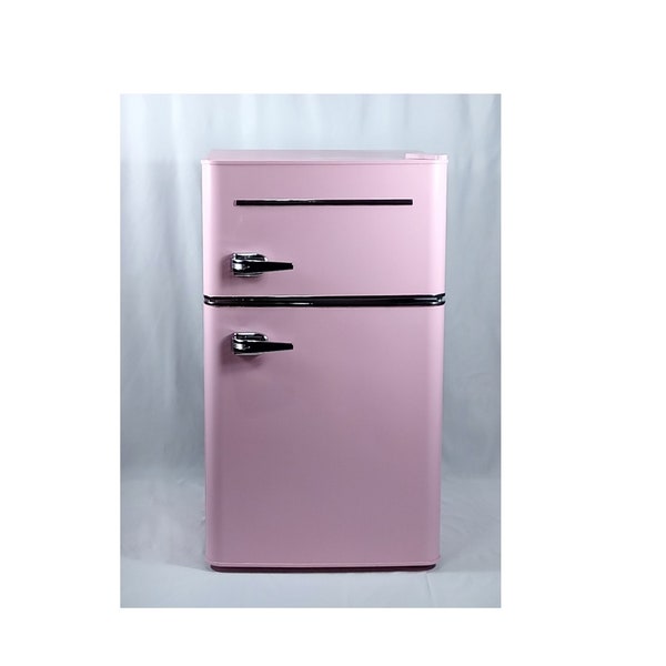 Pink 2 Door Retro Mini Fridge, Pink Mini Fridge, Magic Chef Pink Mini Fridge 3.2 cubic feet, Pink Refrigerator, Pink Retro Appliances