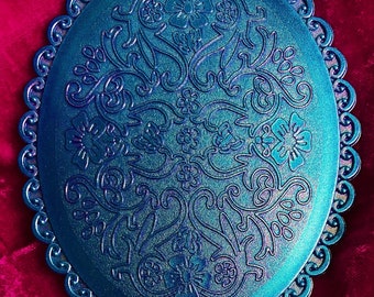 Specchi con cambio colore iridescente perla blu, specchi iridescenti, specchi manuali, specchi iridescenti blu