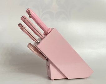 Pink Mundial Knife Block 5100 Series 10 Piece Set, Extremely Rare Discontinued Set, Shabby Chic Pink Kitchen, Only One Available