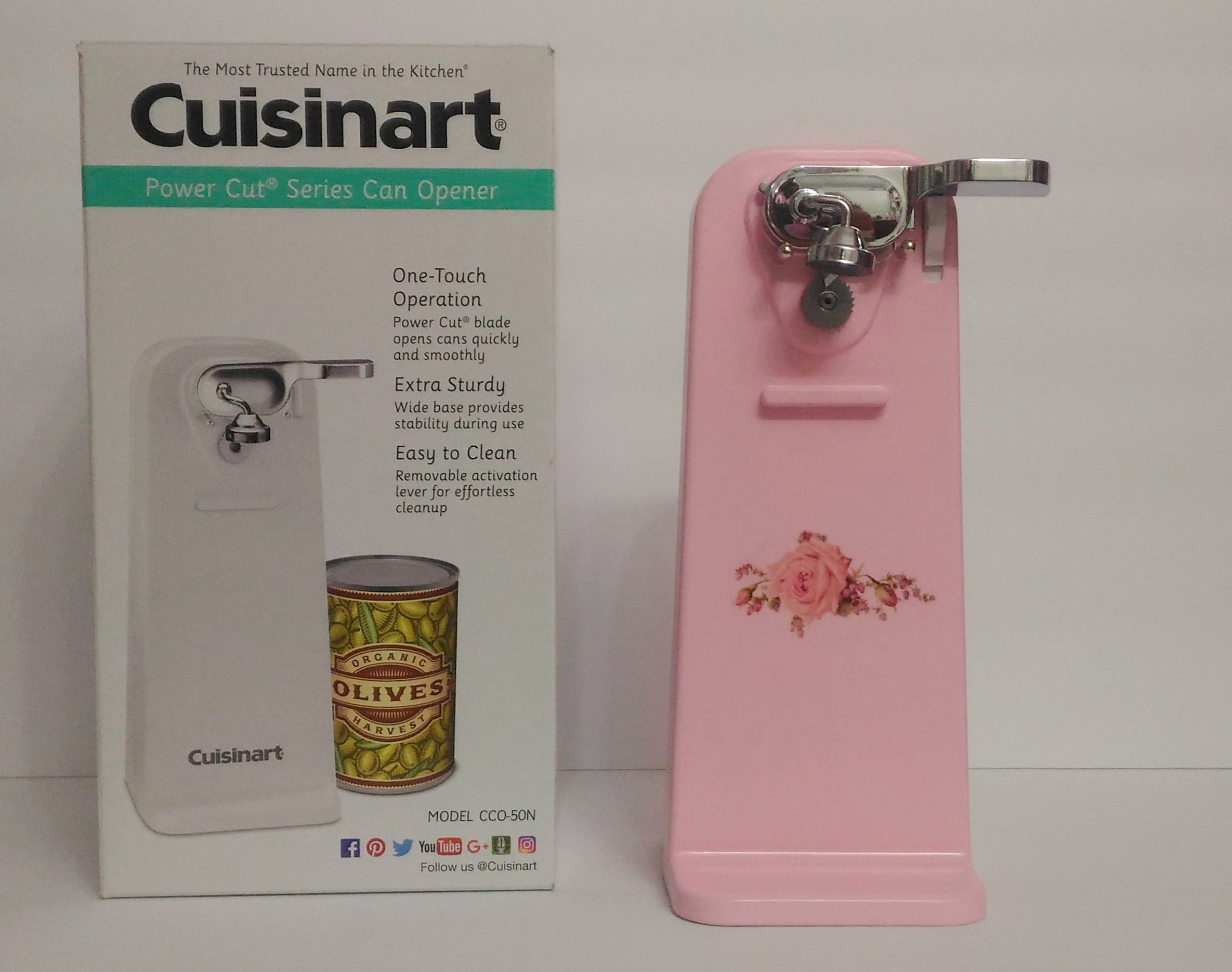 Pink Cuisinart Electric Tall Can Opener Pink Shabby Roses Etsy