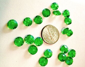 Bright Emerald Green AB Squished Bicone Crystal Spacer Beads 8mm (20)