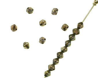 Vintage Picasso Luster Glass Bicone Spacer Beads in Bronze and Gold Small 6mm (16)