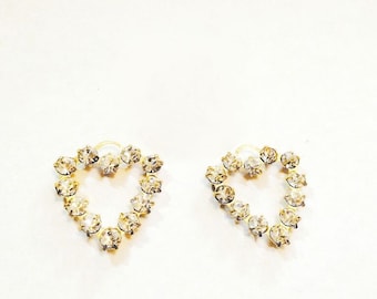 Austrian Crystal Rhinestone Heart Charm Beads (Pair)