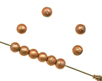 Elegant Drizzle Glass Spacer Beads in Metallic Frosted Matte & Shiny Copper, Small 8mm (10)