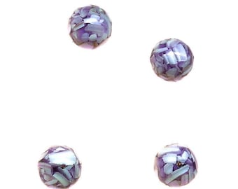 4 Royal Purple Mother-of-Pearl Round Beads - 12mm