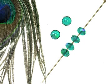 Zircon Blue Aurora Borealis Crystal Rondelle Spacer Beads 8mm (6)