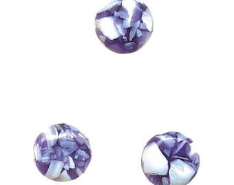 Royal Purple Coin Beads: Mother of Pearl, White Shell Resin (20mm, Set of 3)