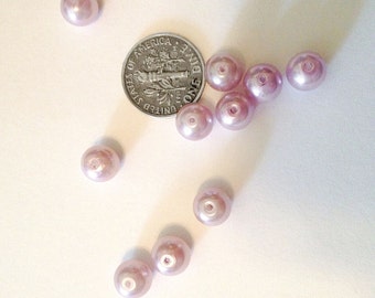Vintage Lavender Purple Glass Pearl Beads 8mm (10)