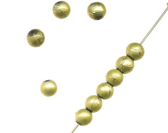 Green Gold Drizzle Glass Spacer Beads: Frosted Matte & Shiny (8mm, 10)