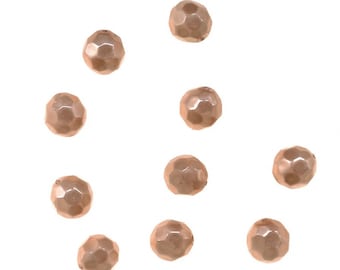 Faceted Light Peach Glass Pearl Beads: 10mm (10)