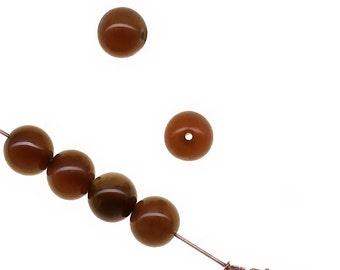Rootbeer Agate Gemstone Beads: Earthy Yellow Round, 12mm (6)