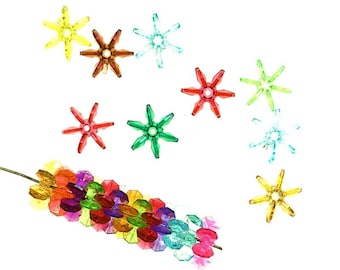 Faceted Acrylic Flower Beads: Multicolored Bird Toy Supplies (25, 18mm)