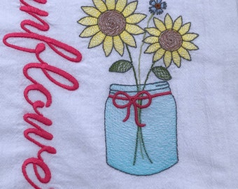 Mason Jar Flour Sack Towels - Flower Towels