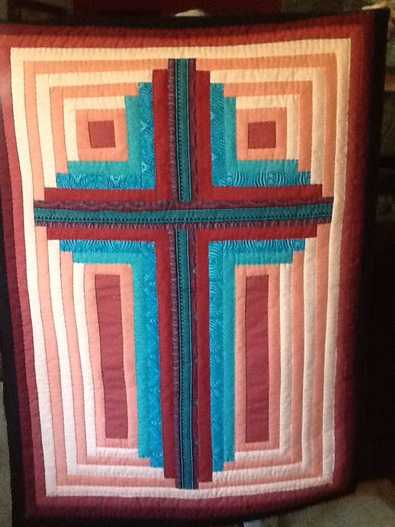 Hand Quilted Southwestern Cross Quilt 29 X 40 Wall Hanging Etsy