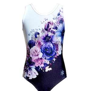 Everbloom Purple Floral Gymnastics or Dance Girls Leotard