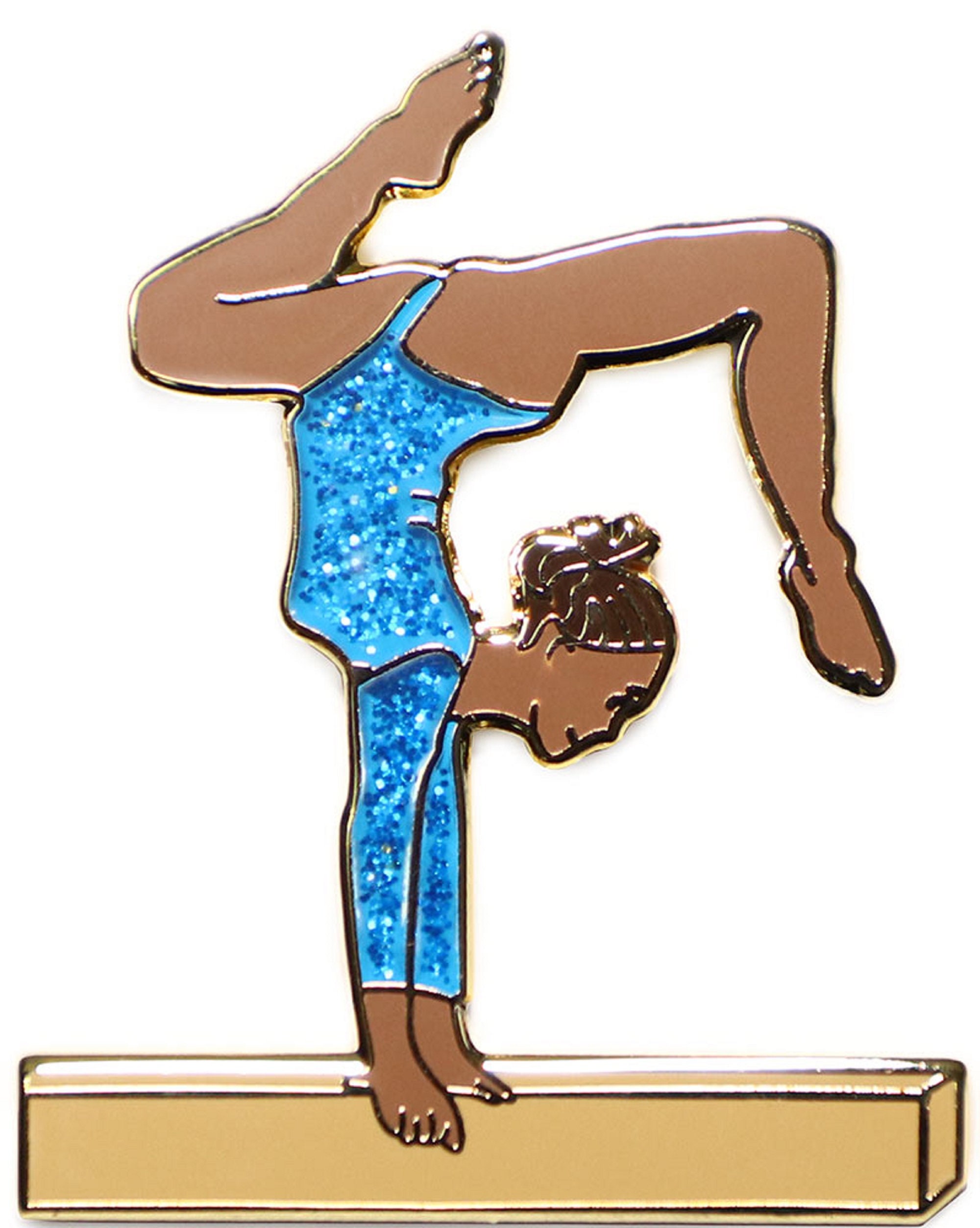 Pink And Gold Gymnastics Lapel Pin - Gymnastics Bars Enamel