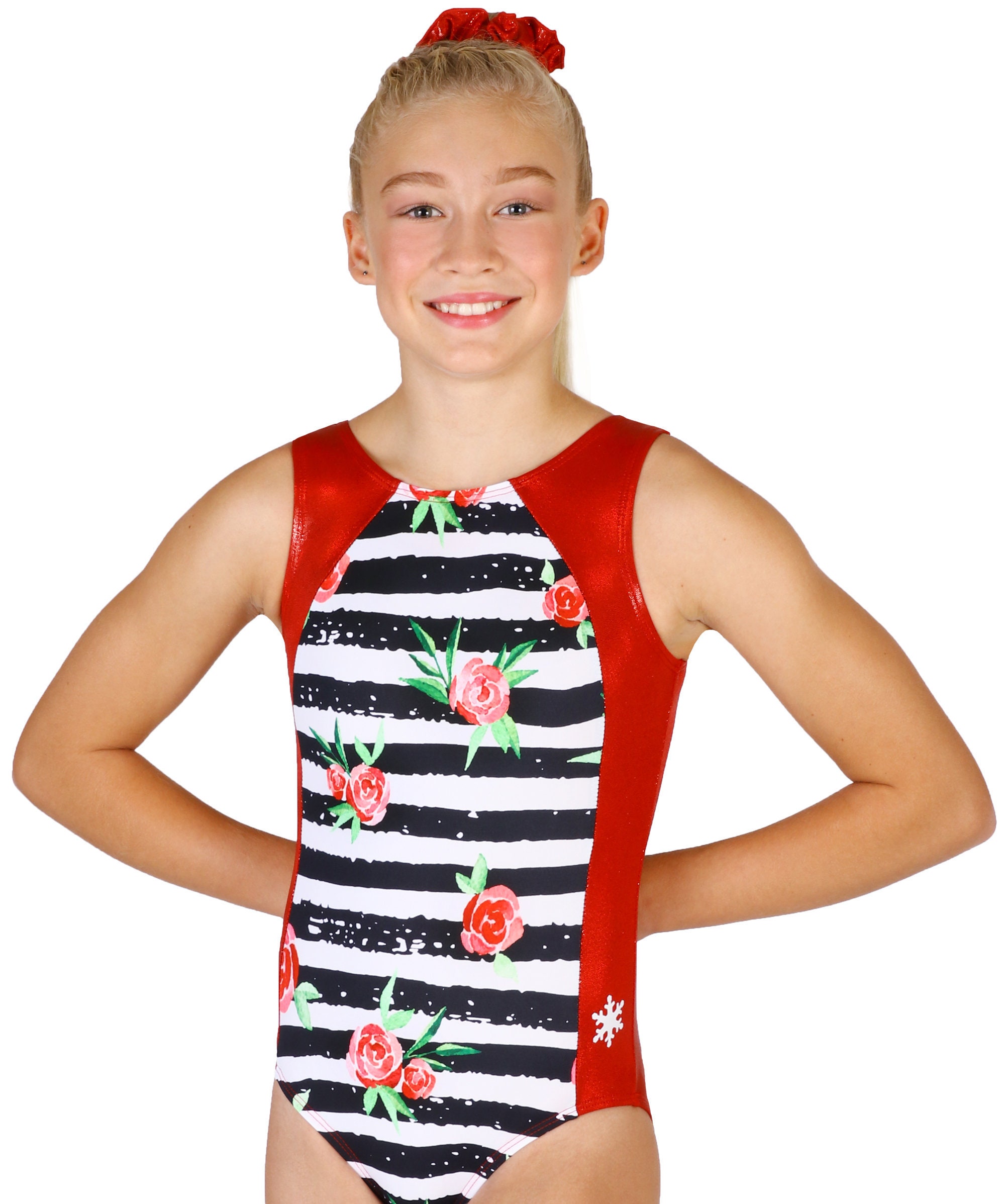 Red and White Vertical Stripe Swimsuit Bodysuit Swimwear 